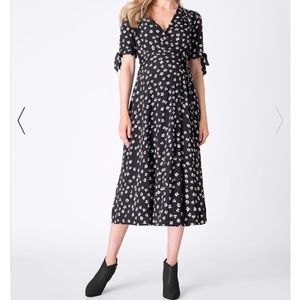 Black Midi Maternity Wrap Dress